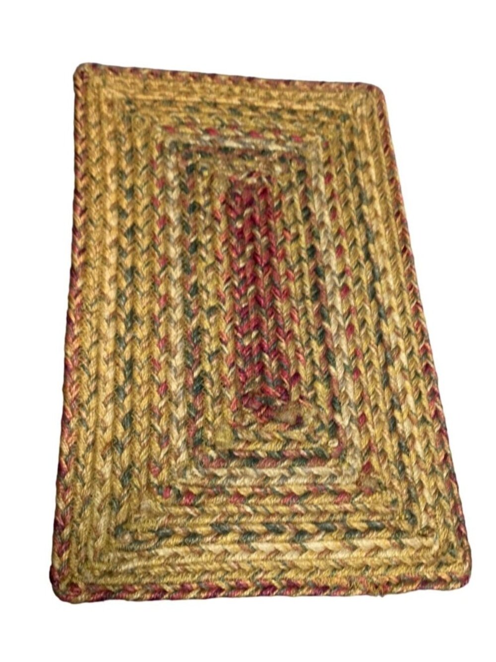 Rustic Braided Jute Table Mat - Multicolor - 16"x10" - Handmade Farmhouse Decor